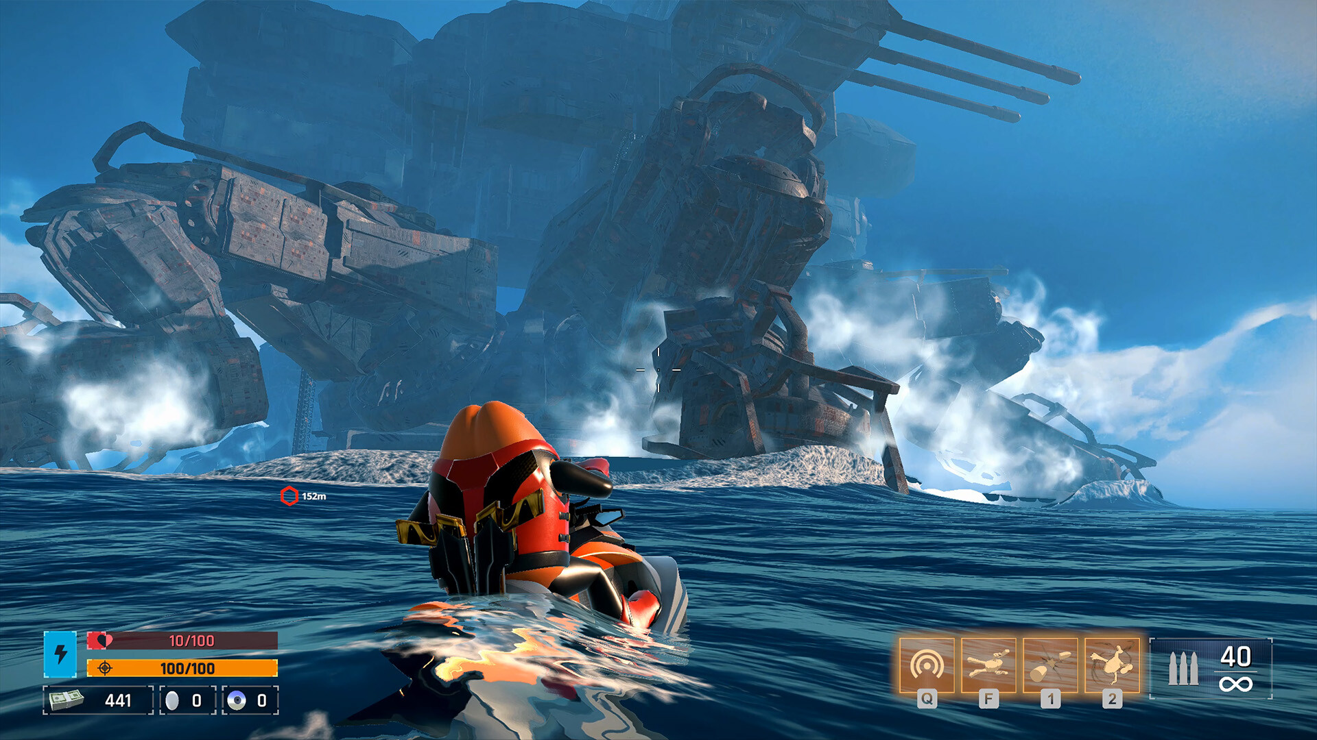 Killer Bean mid-dive during bullet time on a tree-lined road in the Island biome